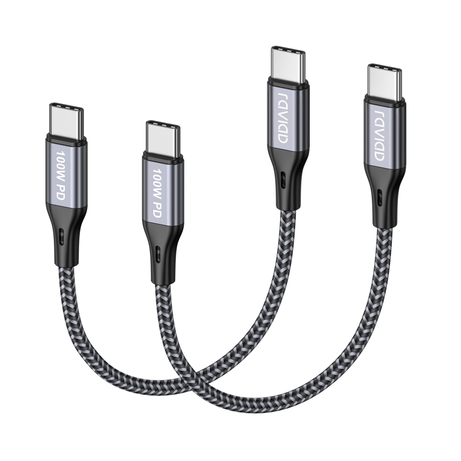 RAVIAD Cable USB C a USB C Corto 100W [2Pack 15CM] Cable Tipo C a Tipo C Carga Rápida PD 5A para iPhone 16/15, Samsung Galaxy S24/S23/S22/S21, MacBook, Pad Air, Google Pixel, Huawei P50 P40