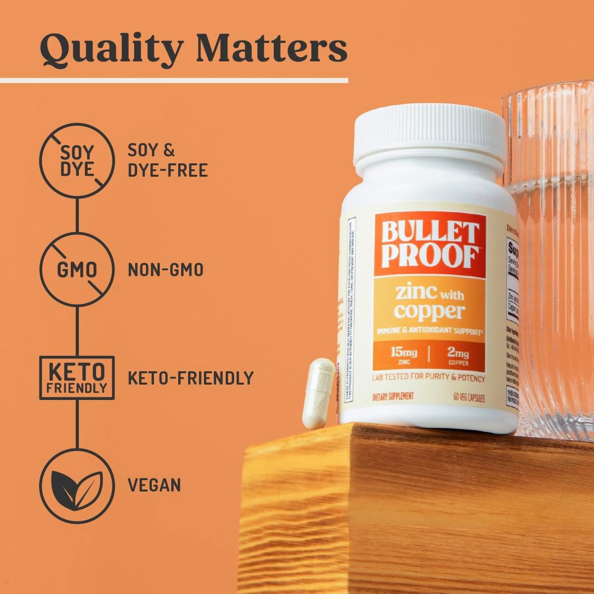 Bulletproof Zinc with Copper Capsules, 60 Count, Minerals and Antioxidant Supplement for Immunity and Mood - Image 6