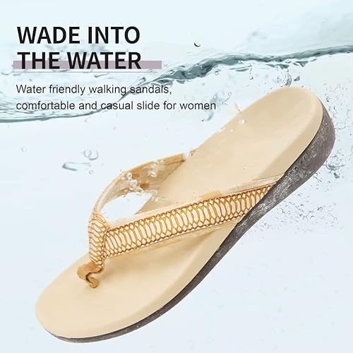 Vista 27 de Sandalias ortopédicas para mujeres, sandalias de fascitis plantar para pies planos con soporte de arco estilo pata de gallo, sandalias para caminar