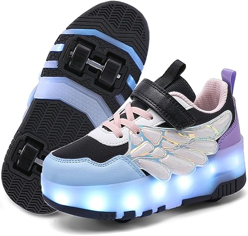 Nsasy - Tenis con ruedas para niños que se convierten en tenis deportivos, con led para, Navidad, cumpleaños, espectáculo, regalo