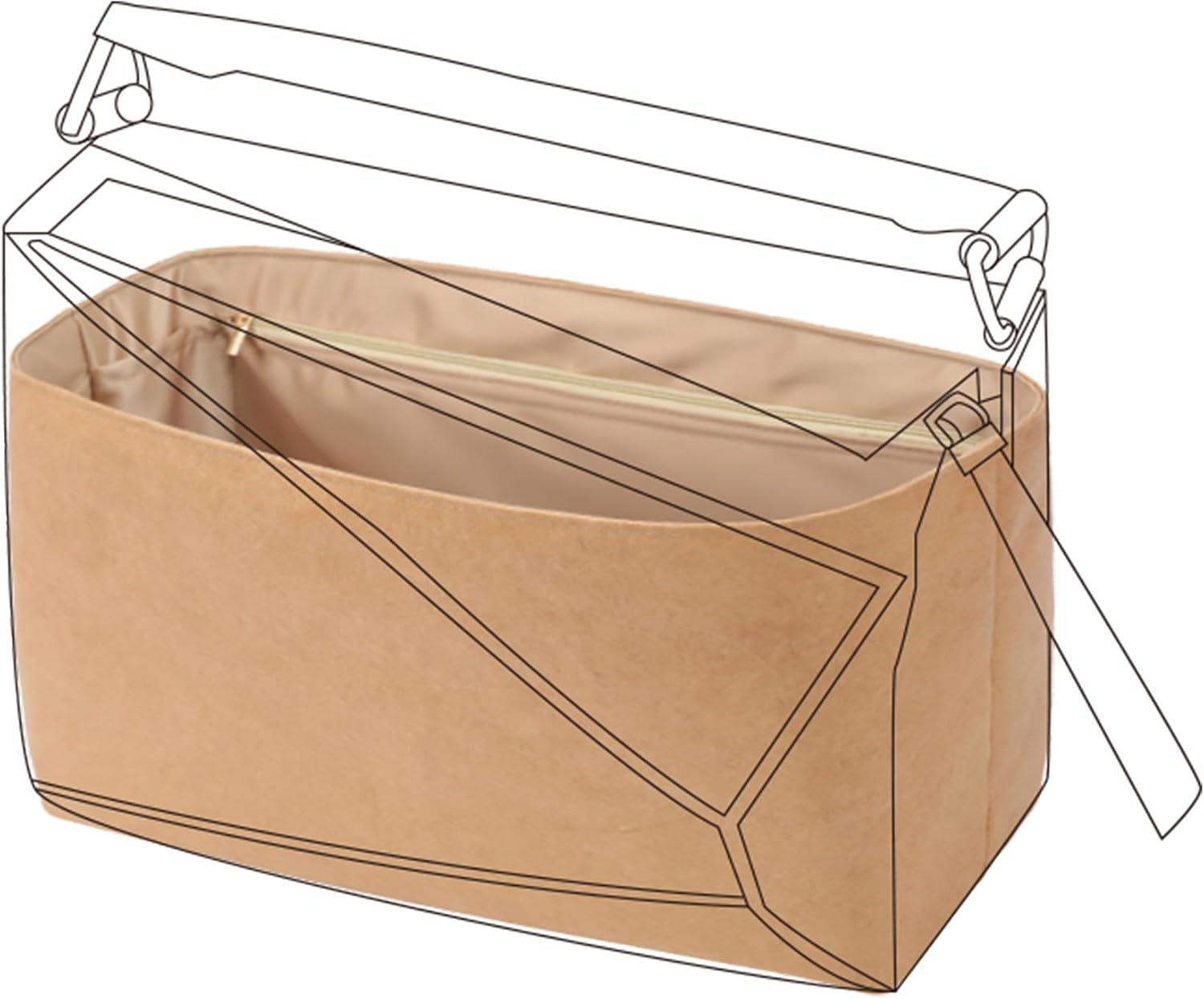 DGAZ Lightweight Purse Organizer Insert for Loewe Puzzle Bag,silk and DupontPaper handbag inner for Luxury Bags