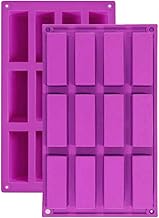 2PCS 12 Cavity Medium Rectangle Granola Bar Silicone Moulds Nutrition/Cereal Bar Moulds Energy Bar Maker for Chocolate Truffles Bread Brownie Cornbread Cheesecake Pudding Butter Molds