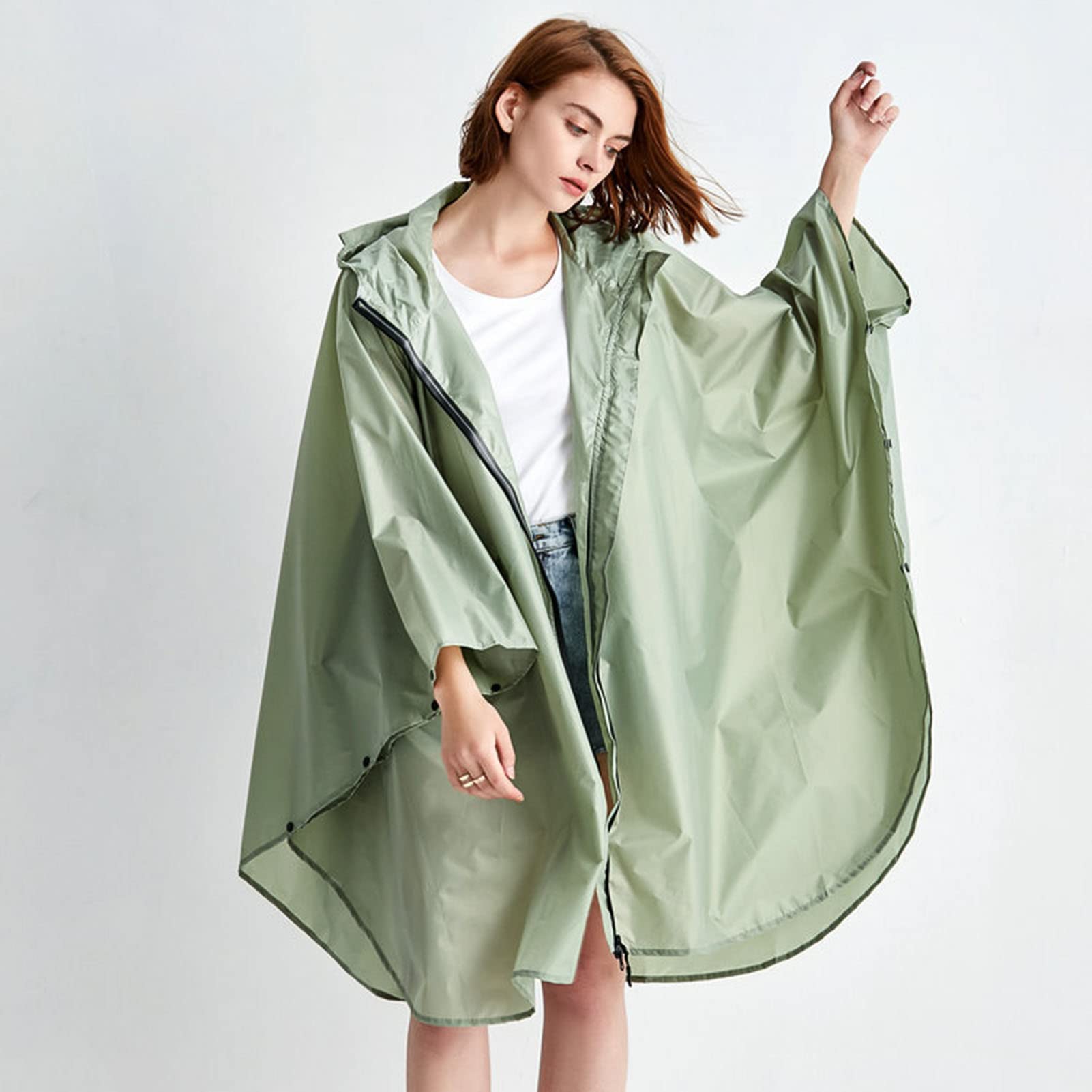Poncho de Lluvia Ligero, Impermeable, Reutilizable, antidesgarro, Transpirable con Capucha, Equipo de Lluvia para Actividades al Aire Libre