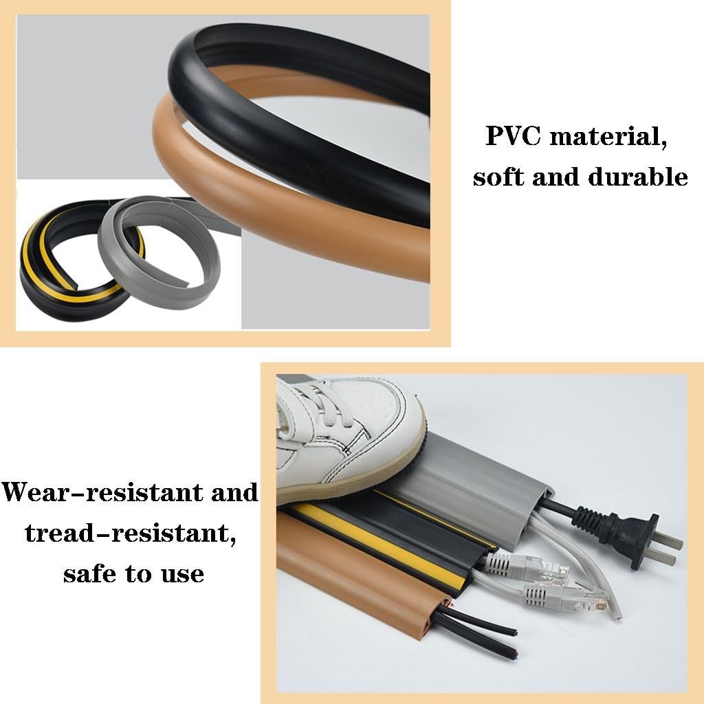 Canaleta Cables Suelo Segura Y Duradera,Canaleta Pasacables Suelo De Material Blando De PVC,Protector De Cable De Suelo Antiestampado para El Piso del Hogar(Color: A, S: 1m)