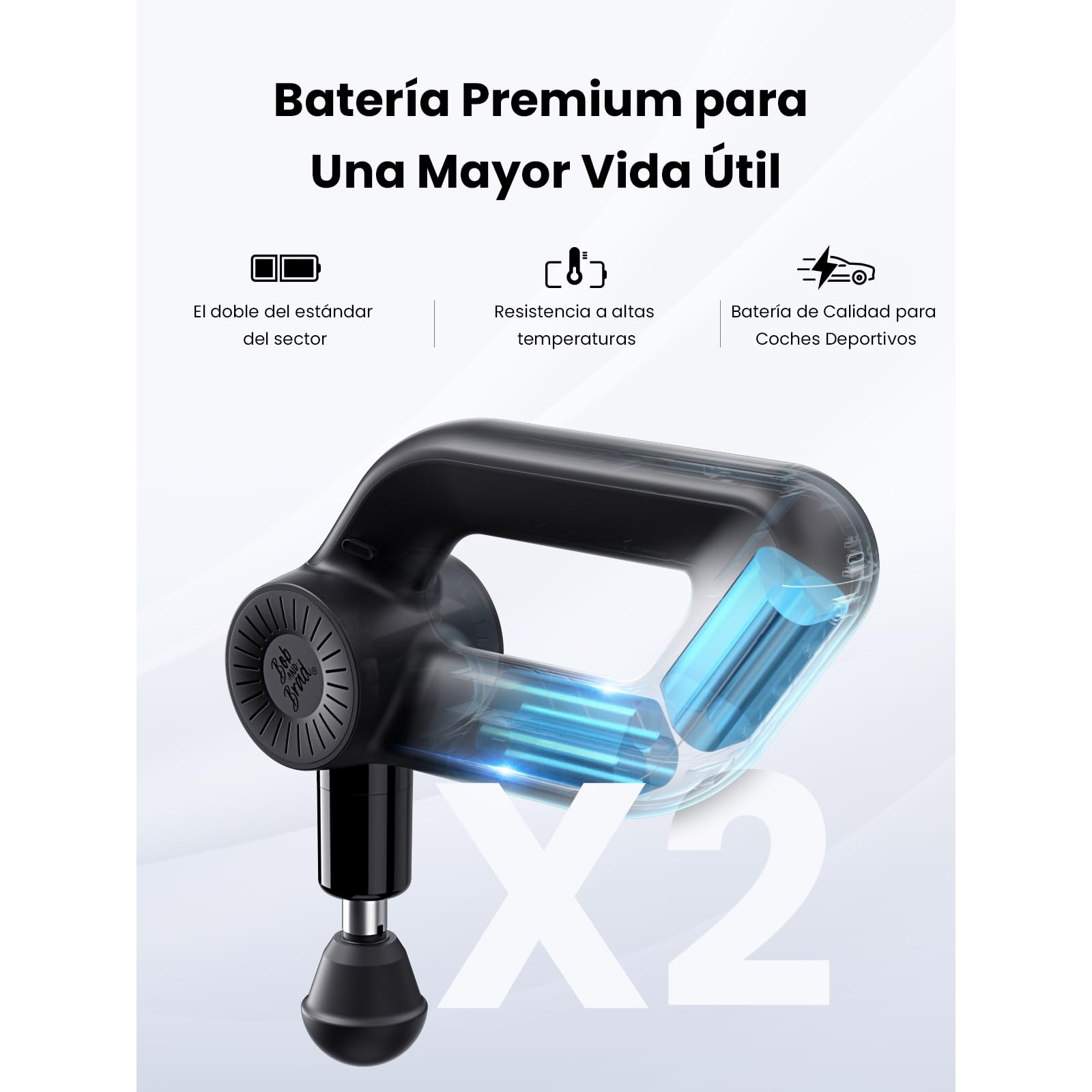 Bob and Brad D6 Pro Plus Pistola de Masaje Muscular con Función de Calor, Pistola Masajeadora Muscular de Tejido Profundo con 16mm de Amplitud, Eléctrica Massage Gun para Aliviar el Dolor Muscular