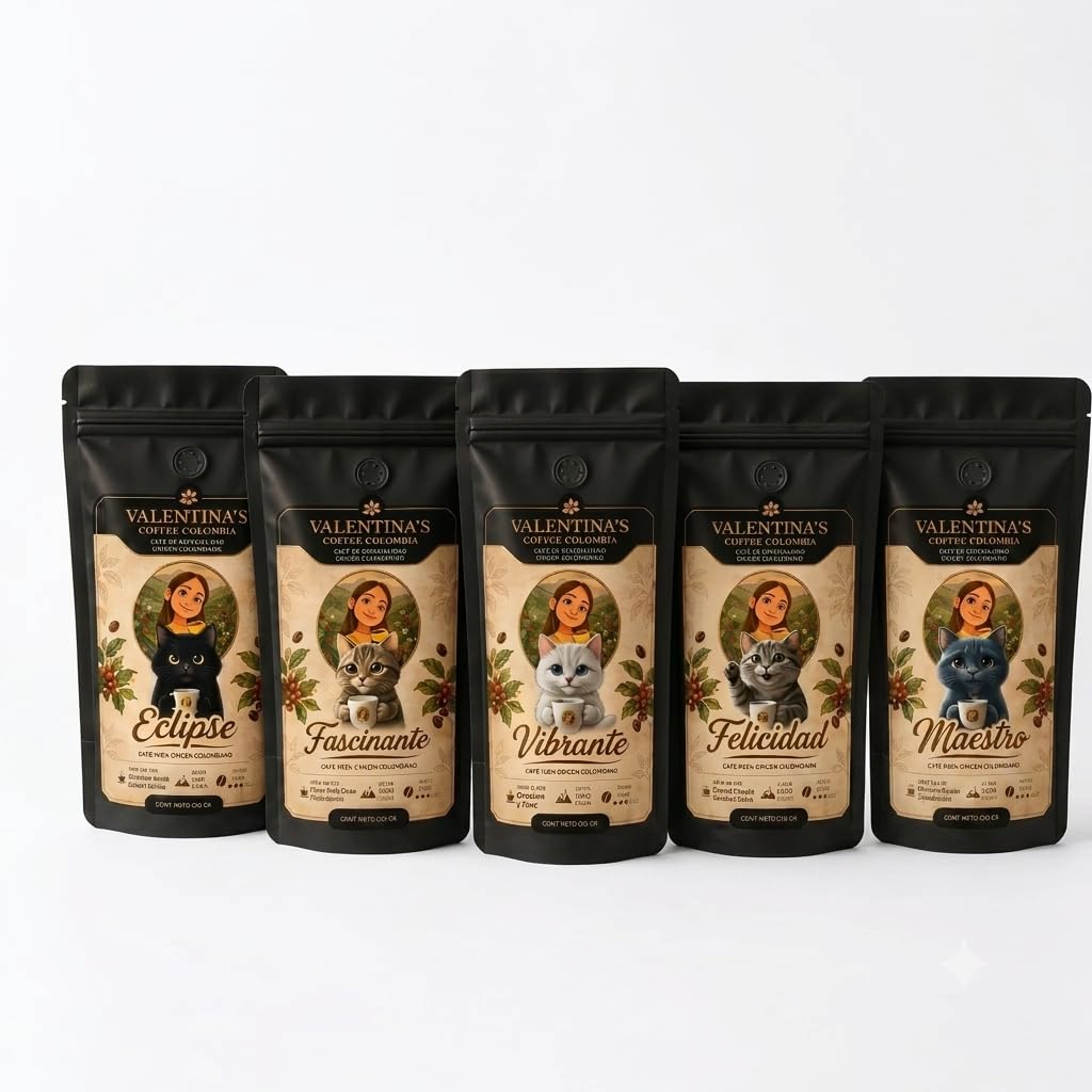La Camada Completa | 5x250 gr | Molienda Expresso | Intensidad Media | 100% Café Colombiano de Especialidad | Eclipse, Felicidad, Maestro, Fascinante, Vibrante