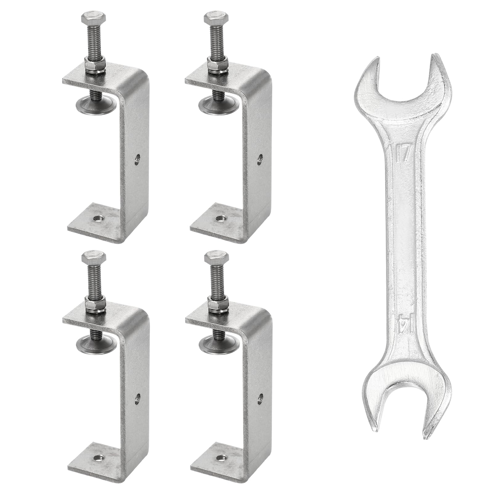sourcing map 4PCS 304 Stainless Steel C Clamps Mini 3-7/8" (100mm) Wide Jaw Opening Small Galvanized U Clamp for Woodworking Welding Building Household Mounting โ image 1