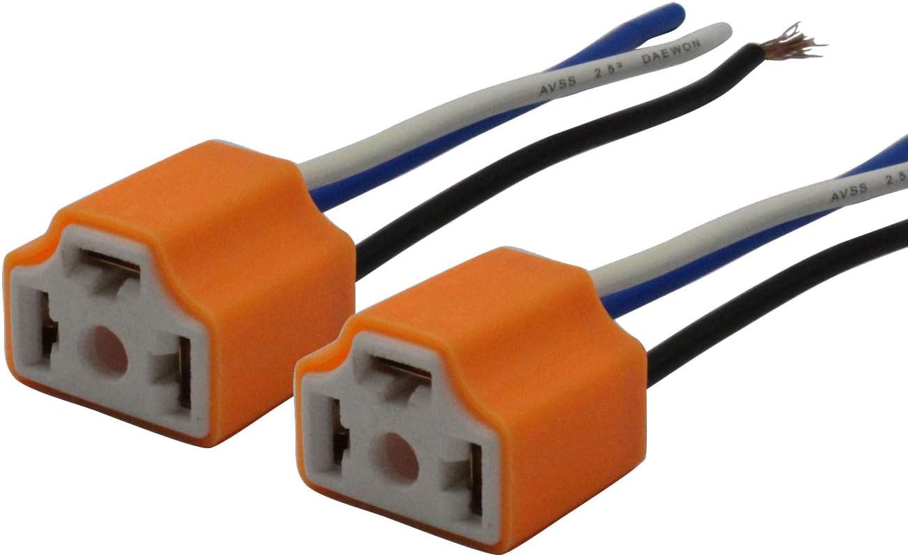 TAKPART H4/9003/HB2 Female Ceramic Plug Wires Headlight Connector H4 Ceramic Sockets
