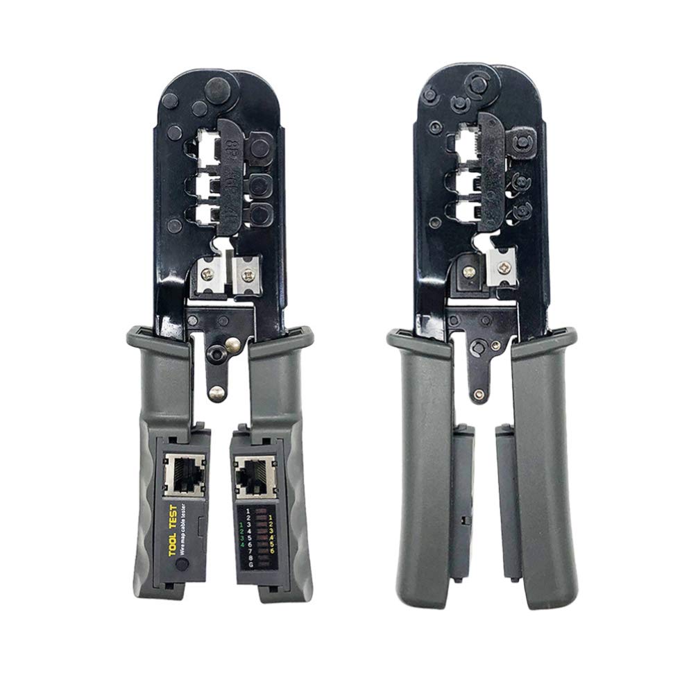 ULTECHNOVO Cavo di rete Crimpatrice 4P 6P 8P Cavi telefonici RJ45/RJ12/RJ11 Pinze per cavi di rete a cricchetto Pinza per crimpare Telecom modulare strumento di crimpatura con tester