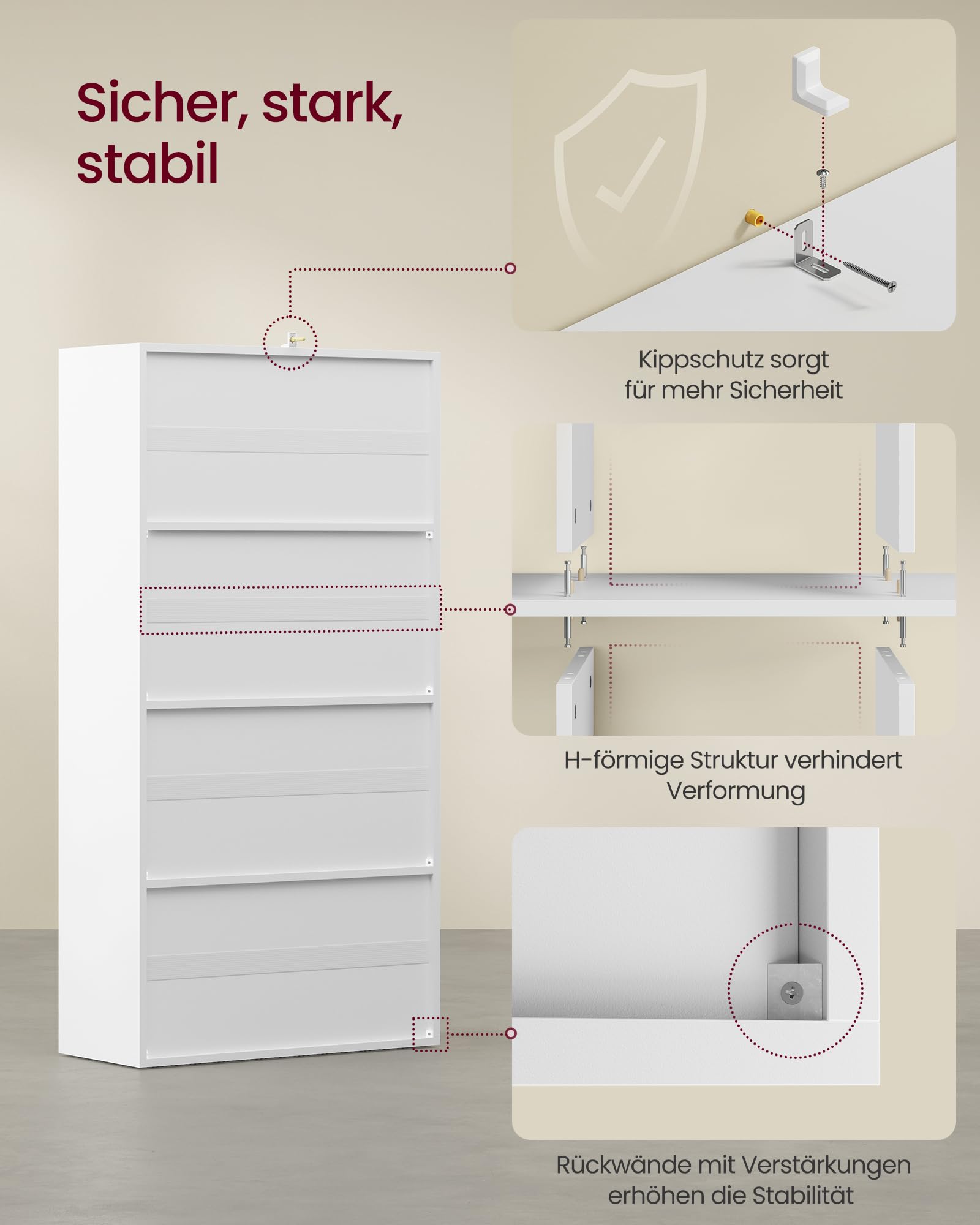 VASAGLE Custos Kollektion - Bücherregal, 4-stöckiges Regal, offenes Aufbewahrungsregal, Standregal, 29 x 65,8 x 130 cm, 2 Fächer mit Türen, Wohnzimmer Homeoffice Esszimmer, wolkenweiß LBC508WB01