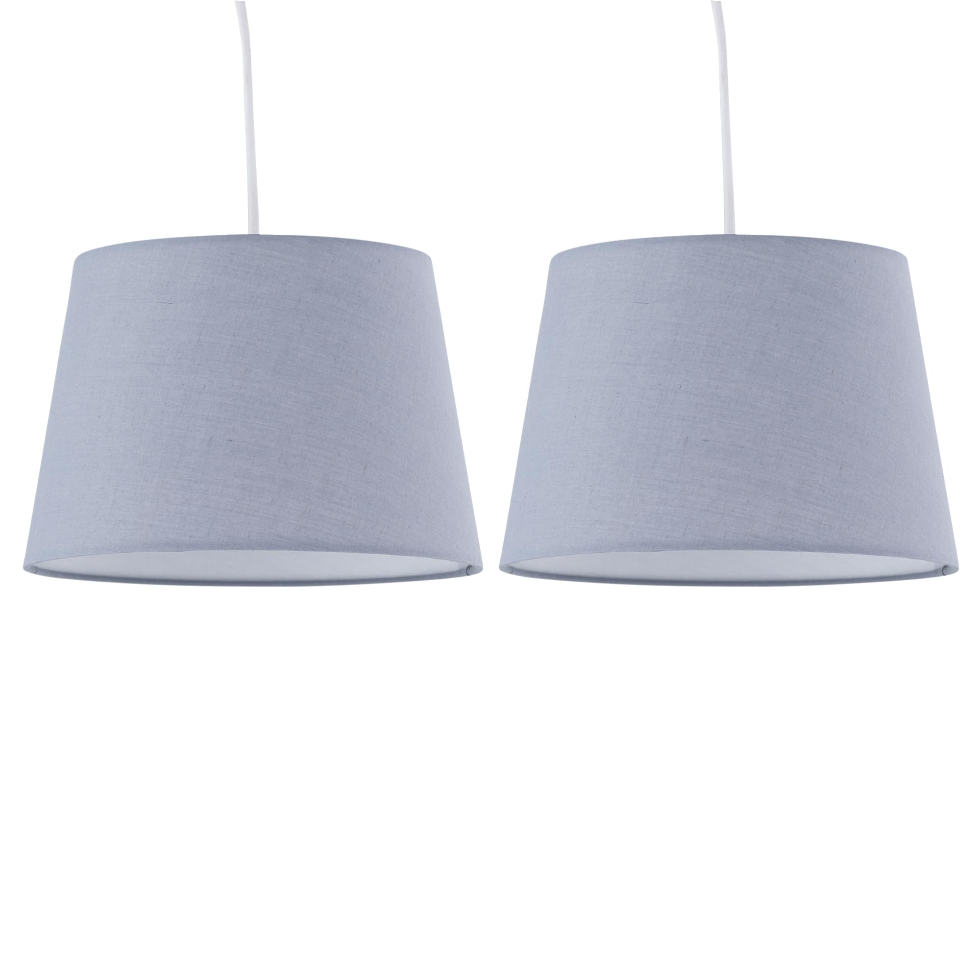 Set of 2 Grey Fabric Easy Fit Light Shades/Lampshades for Ceiling or Table Lamps, 23cm Diameter