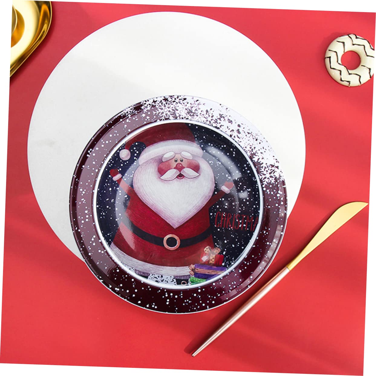 FRCOLOR 4pezzi Scatola Di Natale Trasparente Con Finestra Barattolo Per Caramelle e Biscotti Decorativi Design Tema Natalizio Ottima Per Regali e Confezionamento Dolci