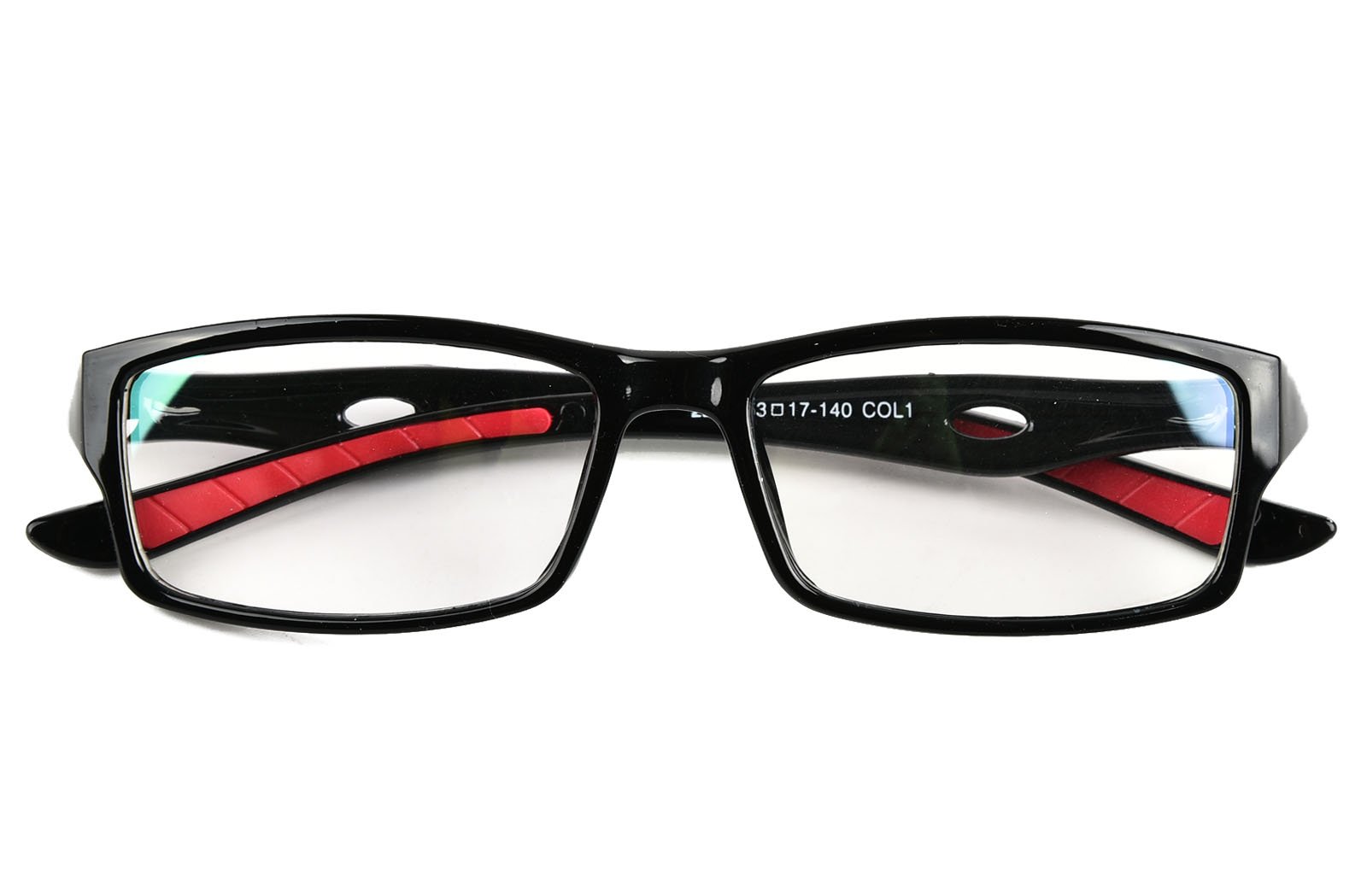 BEISON Sports Optical Eyeglasses Frame Plain Glasses Clear Lens UV400 (Shiny black, 53mm)