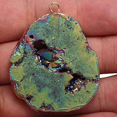 Pendentifs Druzy en pierre naturelle de forme irrégulière breloques multicolores pour la fabrication de bijoux collier à faire soi-même artisanat 30-35mm-L Cover