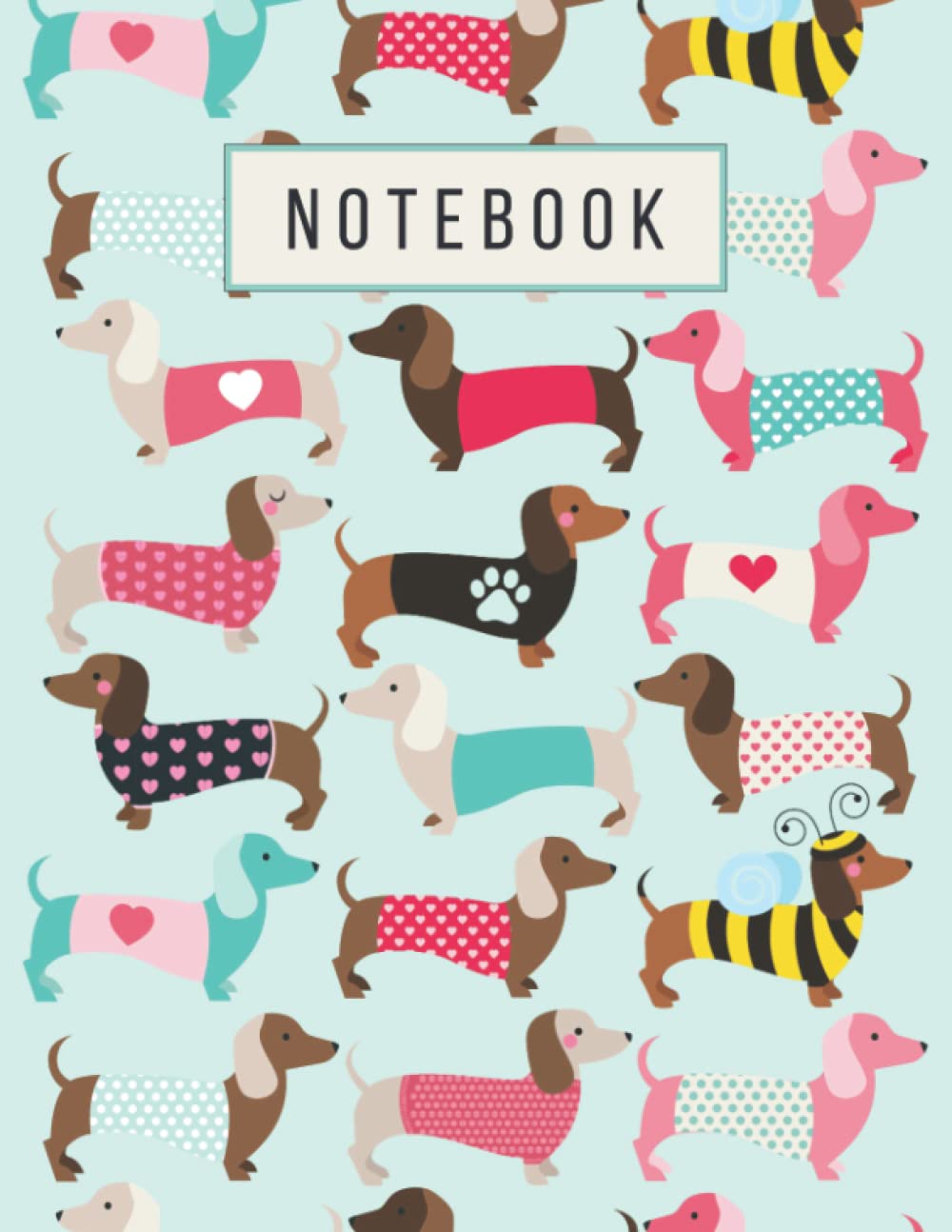 Notebook: Composition College Ruled Blank Lined Pages, Cute Dachshund Sausage Dog Notebook For Dog Lovers & Pet Owners, Green