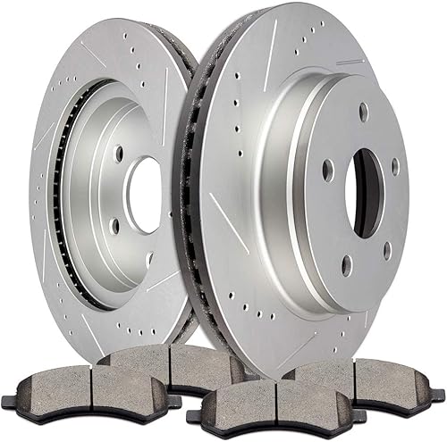 SCITOO Kit de freno delantero Rotores de freno delantero y pastillas de freno de cerámica para 2007-2009 para Chrysler Aspen, 2007-2009 para Dodge