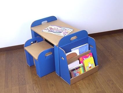 Amazon 森井紙器 段ボール工作シリーズ 子供専用 ダンボールの机 イス 絵本ラック ブルー 子ども用家具 オンライン通販 Amazon 森井紙器 段ボール工作シリーズ 子供専用 ダンボールの机 イス 絵本ラック ブルー 子ども用家具 オンライン通販
