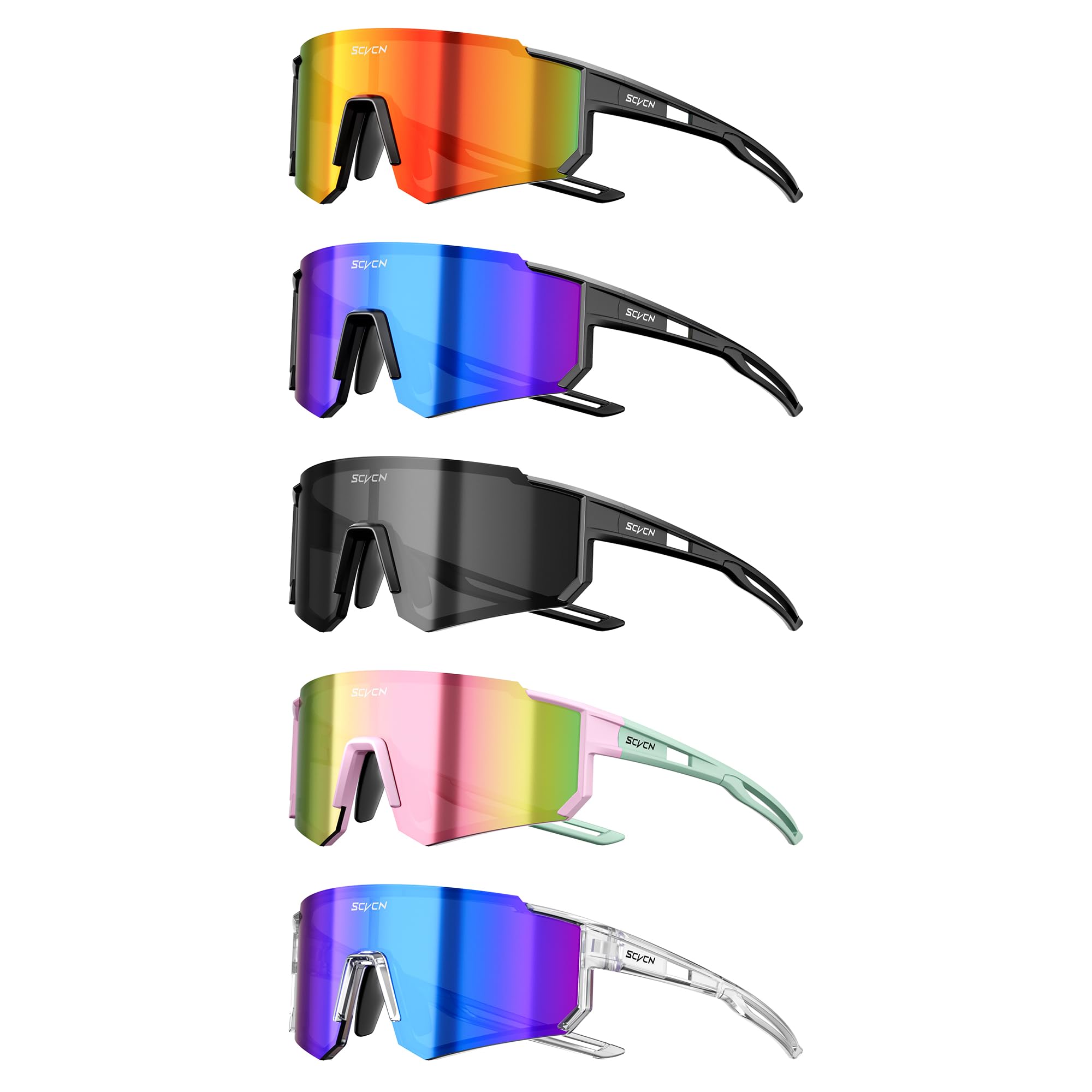 SCVCN Lunettes de cyclisme pour homme et femme, lunettes de vélo enveloppantes UV400 avec verres colorés ou photochromiques pour route, VTT, gravel et trajets quotidiens