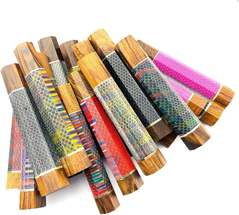 日本製ハニカム八角形木製樹脂ナイフハンドルブランクDIY交換用、家庭やキッチンに最適。