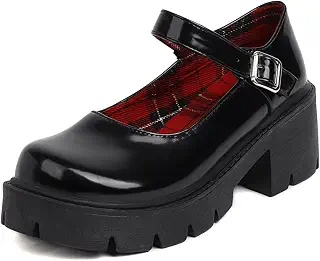 Caradise Platform Mary Janes チャンキーブロックヒール ゴスユニフォーム ドレスシューズ