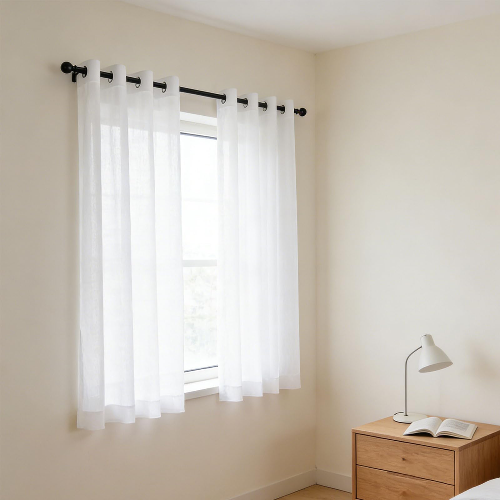 GUOJUN Stores Gardinen 125 x 295 cm Weihnachten Dekoration, mit Ösen Verdunklungsvorhänge, Gardine Transparent für Wohnzimmer Schlafzimmer, Weiß