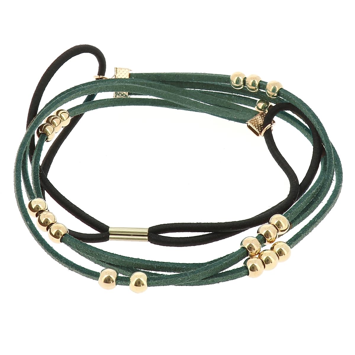 moonbow Haarband für Damen, Eukalyptusgrün, Perlen, goldfarben und Wildlederimitat, schmal, Einheitsgröße, Kopfband, Hochzeit, Vintage, Boho, Hippie Chic