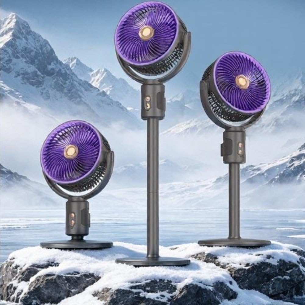 Ventilatore Box Floor Silenzioso Ricaricabile USB-C(Purple F1)