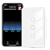 YIFAN Zigbee Smart Touch Wall Light Switch, Requires ZigBee Hub, No Neutral Wire, No Capacitor, 3 Gang Single Live Wire Light Switch, Work with Alexa Google Assistant, Support Tuya Smart Life, White