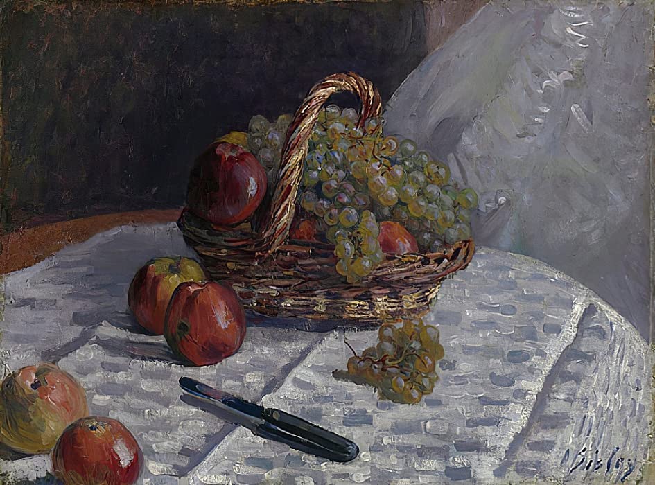 Poster Impression Tableaux Graffiti Art Mural Fruits Panier Sisley 60x90cm