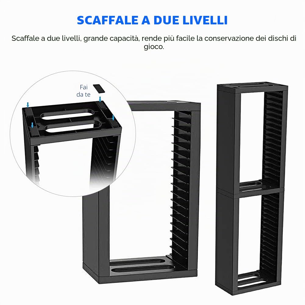 Ejoyous Game Disc Storage Tower, 19221 - Mensola per CD, a doppio strato, universale, per Slim Pro