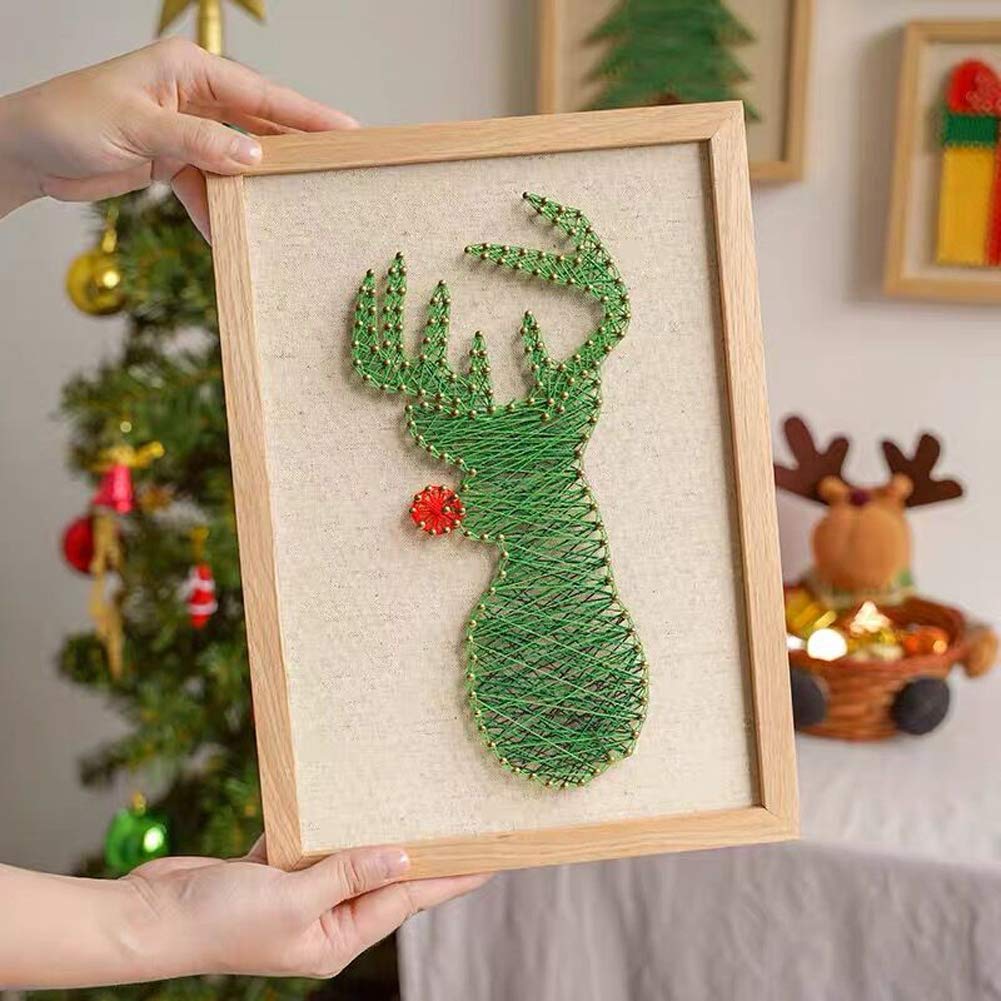 FunSpaceDIY String Art Kit with Accessories and Frame for Kids Students Adults Beginners Home Wall Decorations Unique Gift (Christmas Deer)