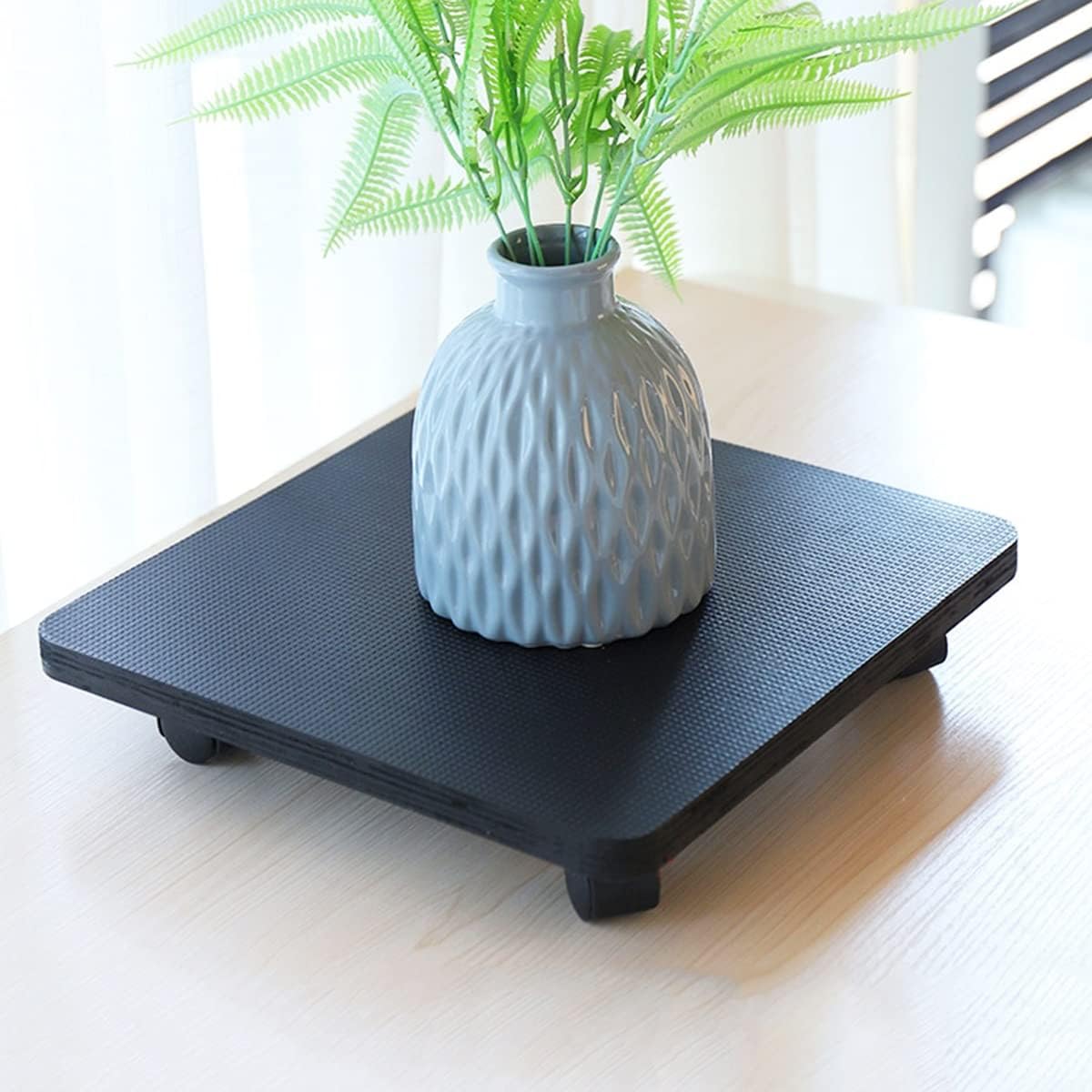 Plant Caddy Plant Pot Trolley with Brake Wheels Flower Pot Moving Dolly Indoor Rolling Planter Dolly on Wheels Plant Pot Holder/Square/35Cm/13.7In,Round-35Cm/13.7In