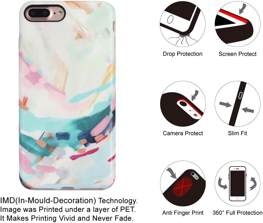 NASOUSA iPhone 7 Plus for Girls,Cute case,IMD Printing Slim-Fit Ultra-Thin Anti-Scratch Shock Proof Dust Proof Anti-Finger Print TPU Case for iPhone 7 Plus(5.5 inch)(Oil Painting)…