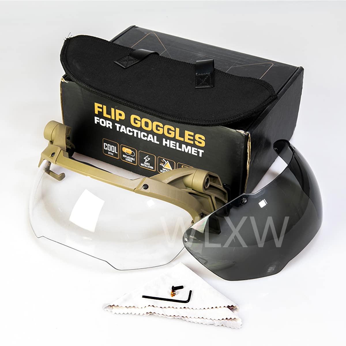 WLXW Casque Tactique Lunettes À Bascule Chasse Suspension Extérieure Casque Coupe-Vent Étanche Lunettes De Protection des Yeux Lunettes Anti-Grenouille