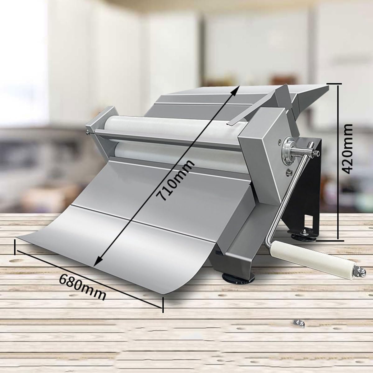 Sfogliatrice manuale per pasta, in acciaio inox, con spessore regolabile, per fondente, croissant, pizza e pasta sfoglia