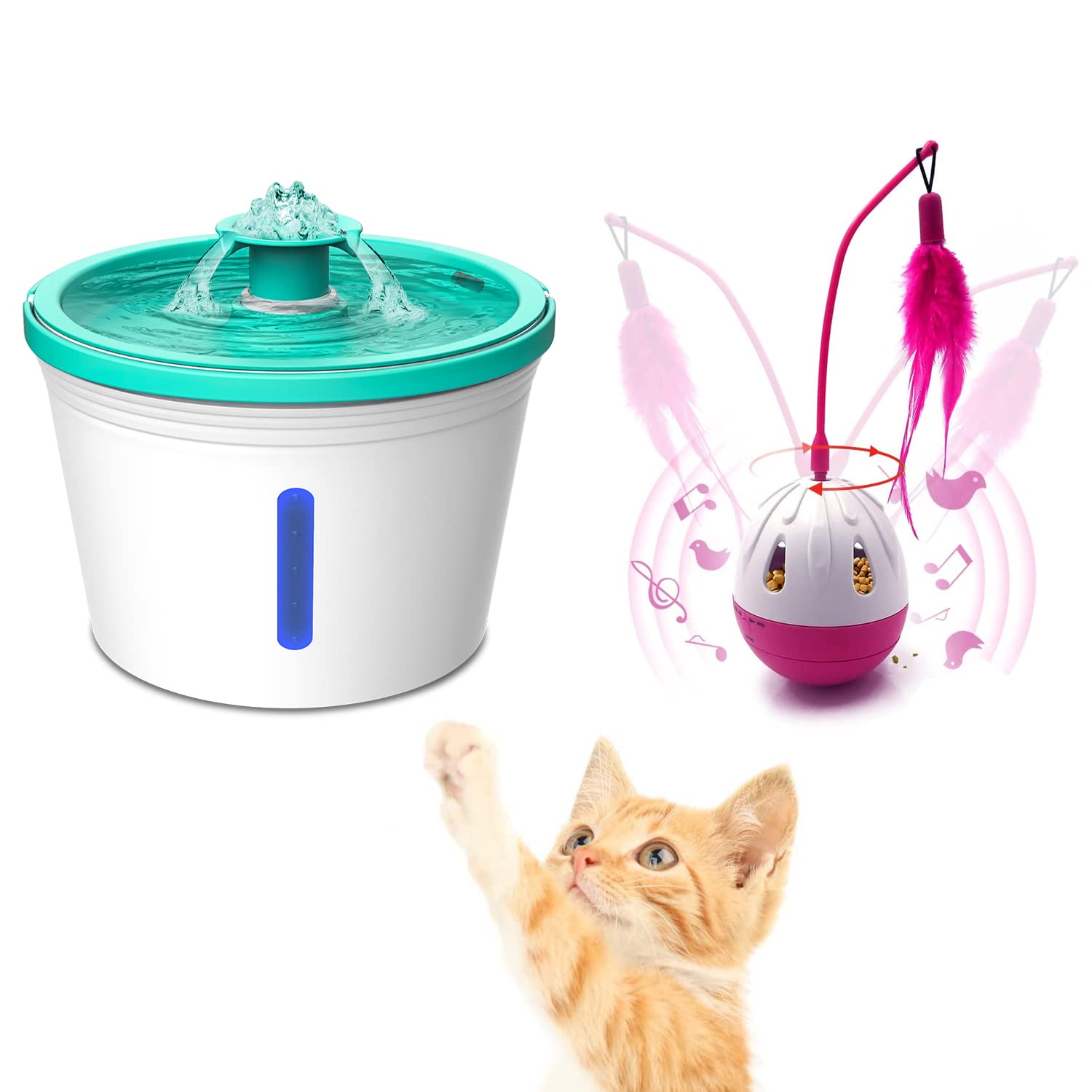 Cat Water Fountain, 54oz/1.6L Automatic Pet Fountain Dog Water Dispenser, Ultra-Quiet Pump Cat Fountain for Cats, Dogs, Multiple Pets