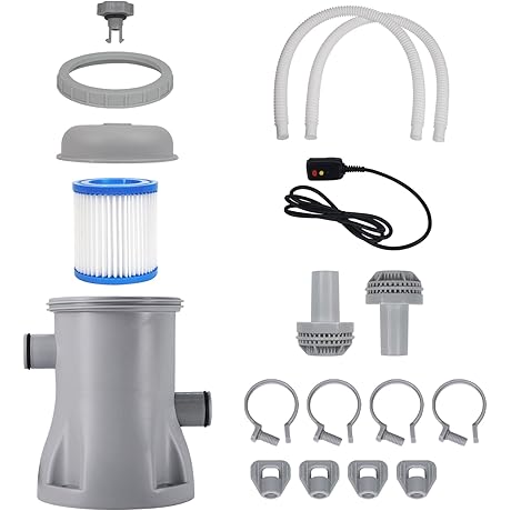 Filter Pump for Inflatable Pool, 330 GPH Pump Flow Rate Above Ground Pool Filter Pump