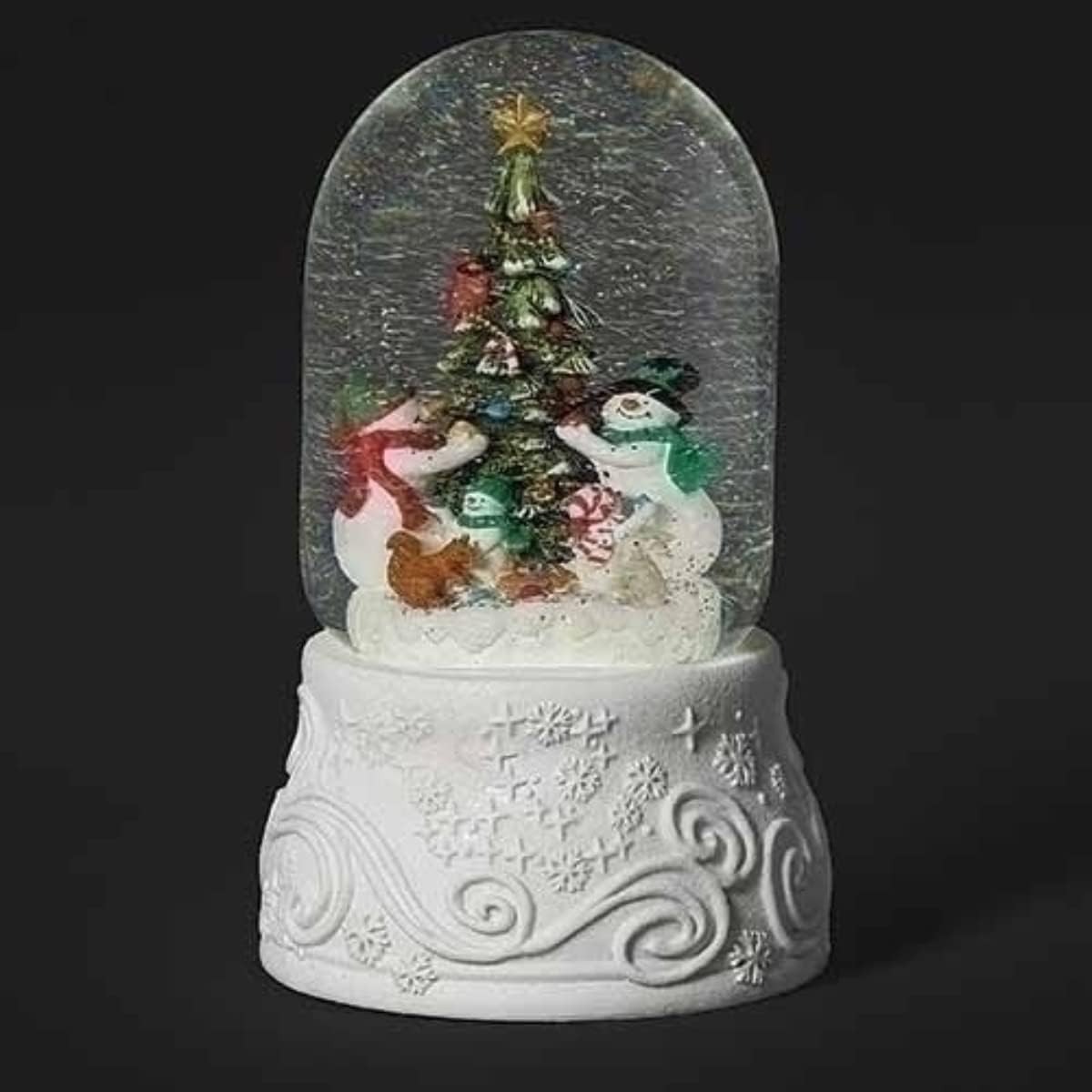 Roman 8" Lighted Musical Swirl with Snowmen Decorating a Tree Glitterdome, Tabletop Christmas Decoration