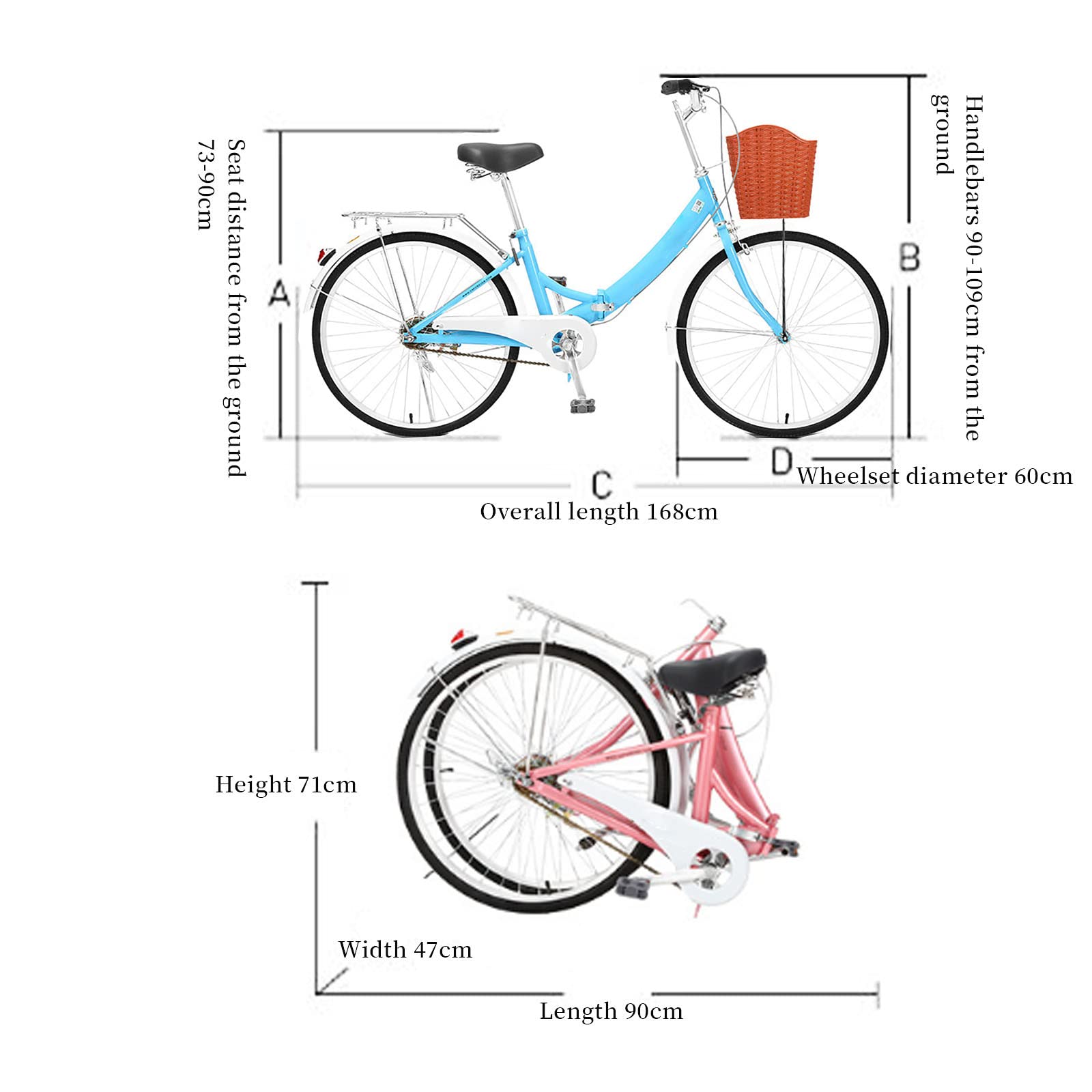 Amazon | 折りたたみ自転車 24インチ ポータブル 炭素鋼