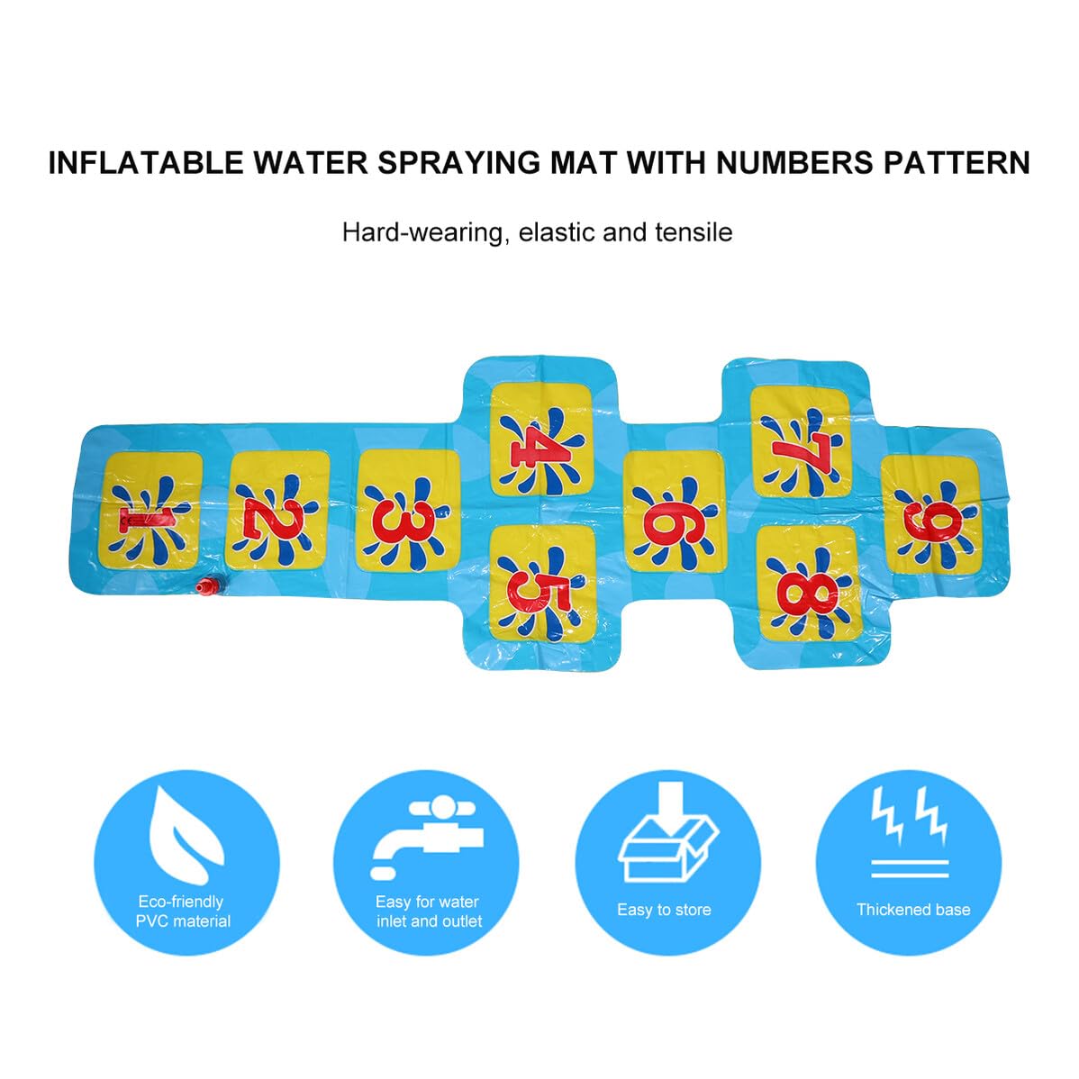 Gatuida 1 Unidad Colchoneta Inflable Rociador de Agua para Niños, Alfombra de Juego Exterior Números del 1 al 9, Adecuado para Piscina, Playa y Actividades Acuáticas de Verano