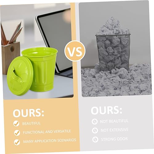 Miniatura 2 de Bote de basura pequeño para automóvil, bote de basura galvanizado con tapa, cubo de basura exterior con tapa, cesta de papel desechable, mini maceta
