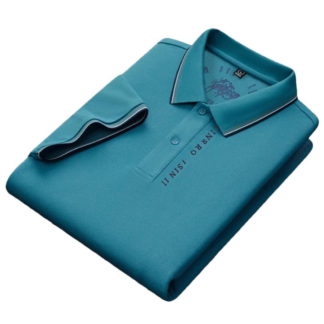 Polo de algodón sólido para hombre, ligera, con solapa bordada, manga corta