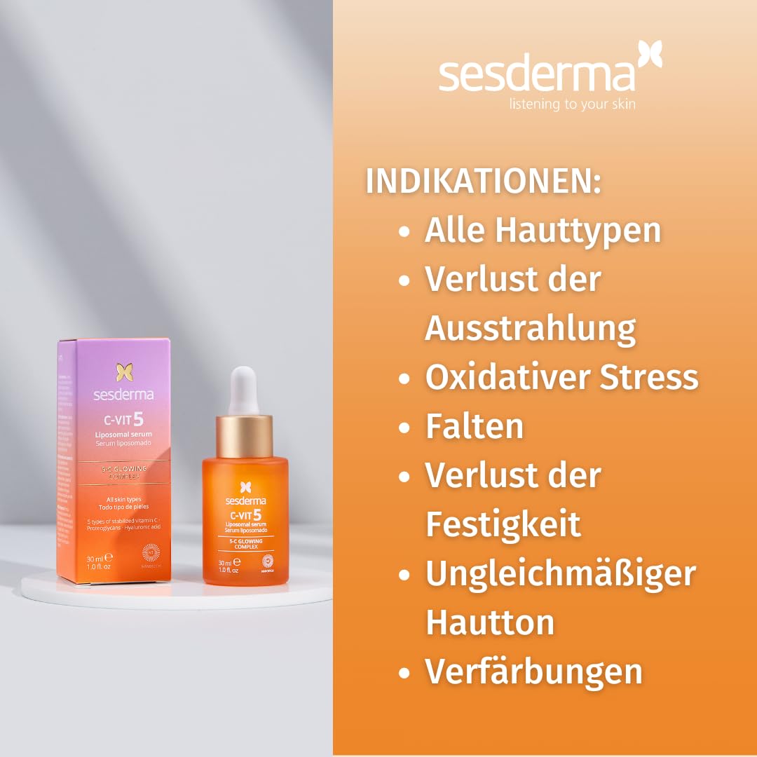 SESDERMA C-VIT 5 Liposomales Gesichtsserum 30 ml Mit 5 Formen Vitamin C | Für alle Hauttypen und einen strahlenden Teint