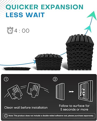 Miniatura 7 de Paquete de 36 paneles curvos de espuma a prueba de sonido para paredes, paneles acústicos de 2 pulgadas que absorben el sonido, insonorización,