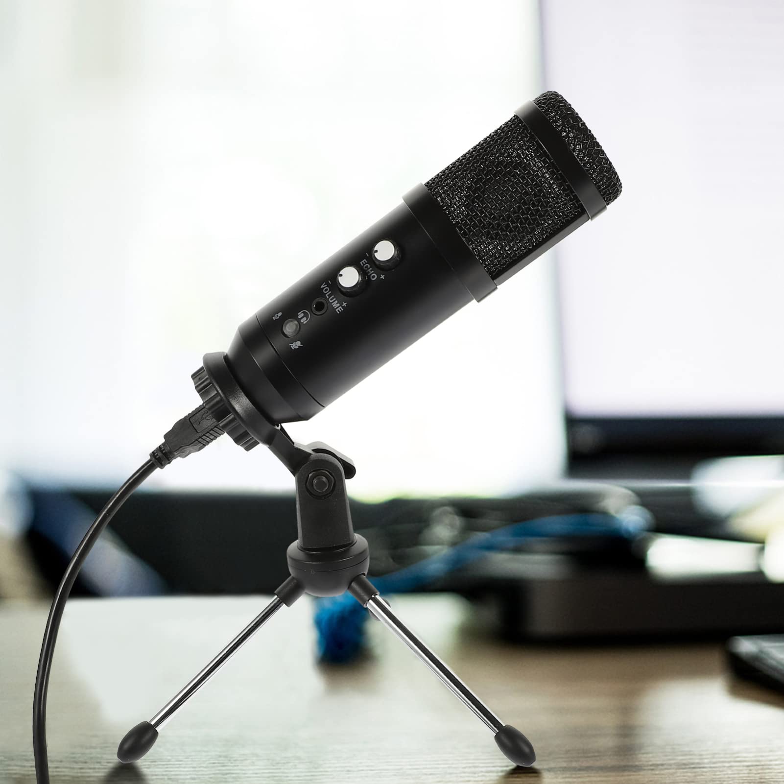 VICASKY 1set USB Condenser Microphone Kit with Tripod Stand Low Noise Recording for Streaming Gaming and Conferences Versatile Play Design for Laptop Use