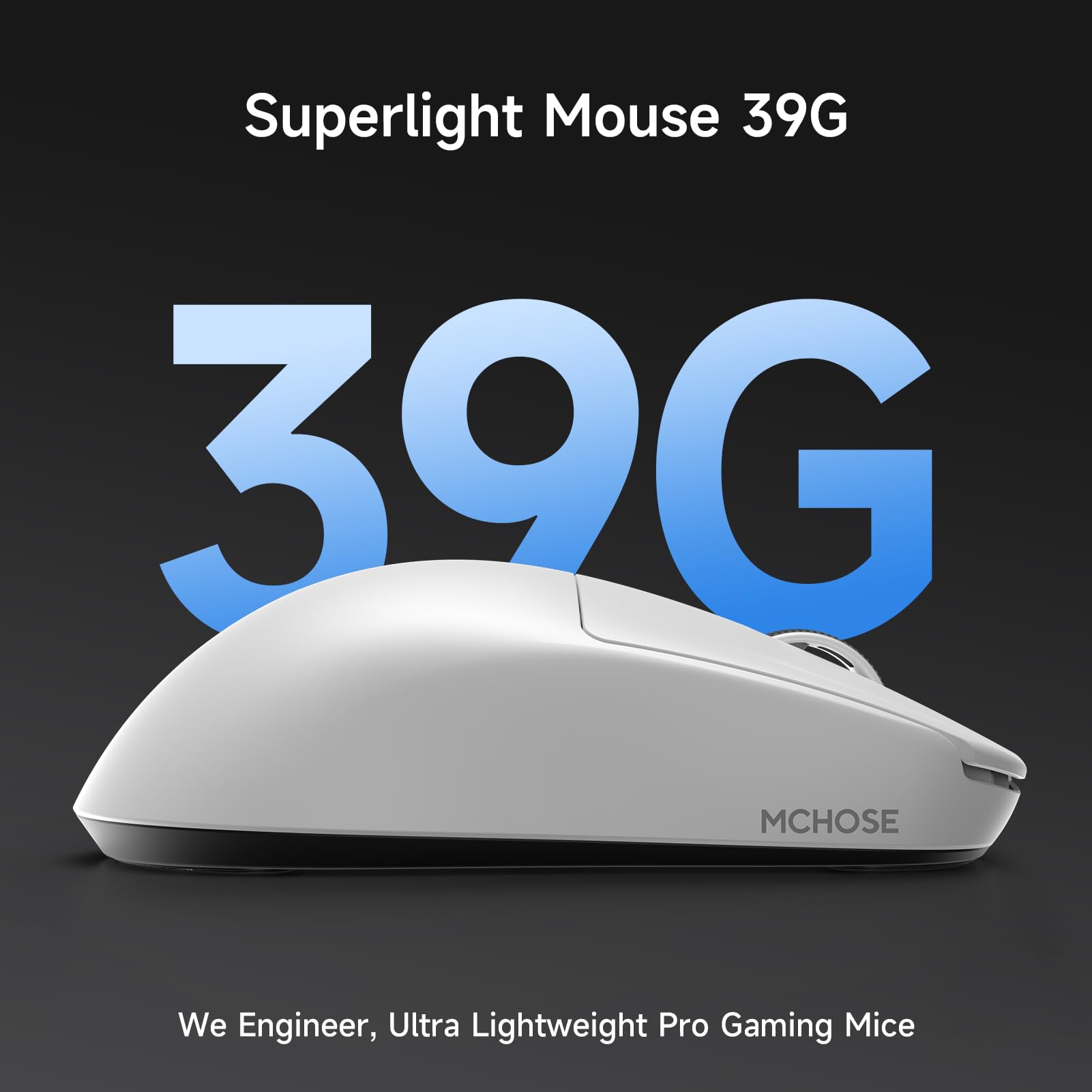 MCHOSE L7 Ultra+ Wireless Gaming Mouse, Lightweight 48g, Ergonomic Mouse with 42K DPI, PAW3950, Optical Switch, 20000 FPS, Dual 8K Polling, 7 Programmable Buttons, 3-Mode Connect, PC/Mac - White - 2