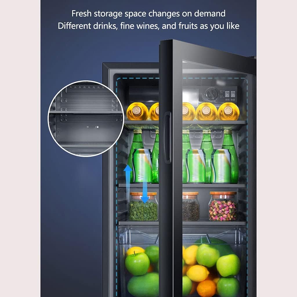 Freestanding Mechanically Controlled Ice Bar/Wine Cabinet,100L Dual Zone Wine Cooler, 0°C~15°C Seven-Level Temperature Adjustment Wine and Beverage Refrigerator,Black