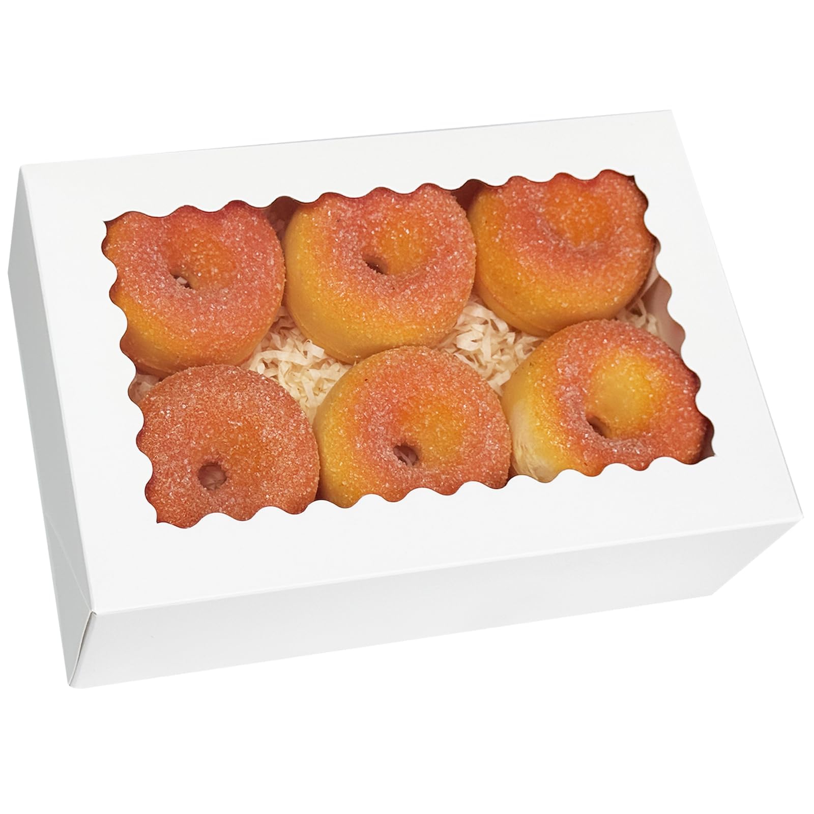 Photo 1 of qiqee Auto-pop up 9x6x2.5 Inch White Cookie Box with Window 30Pcs Pastry Macaron Bakery Box for Packaging