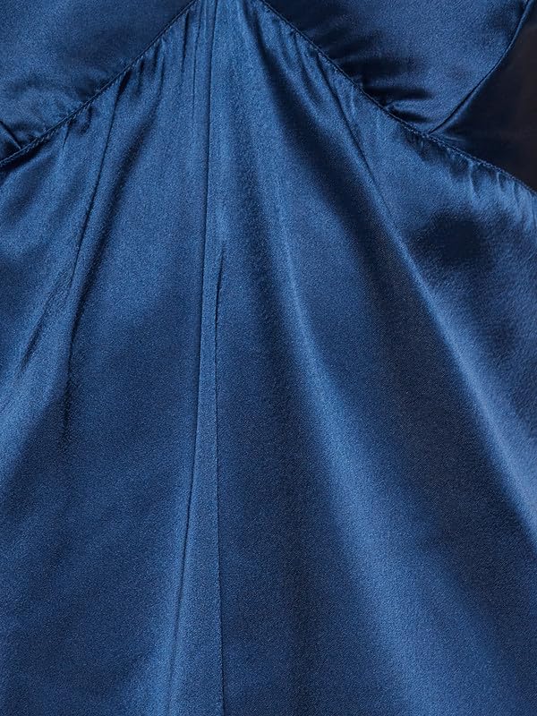 Image of Clovia Women's Satin Solid Short Night Dress - Blue
