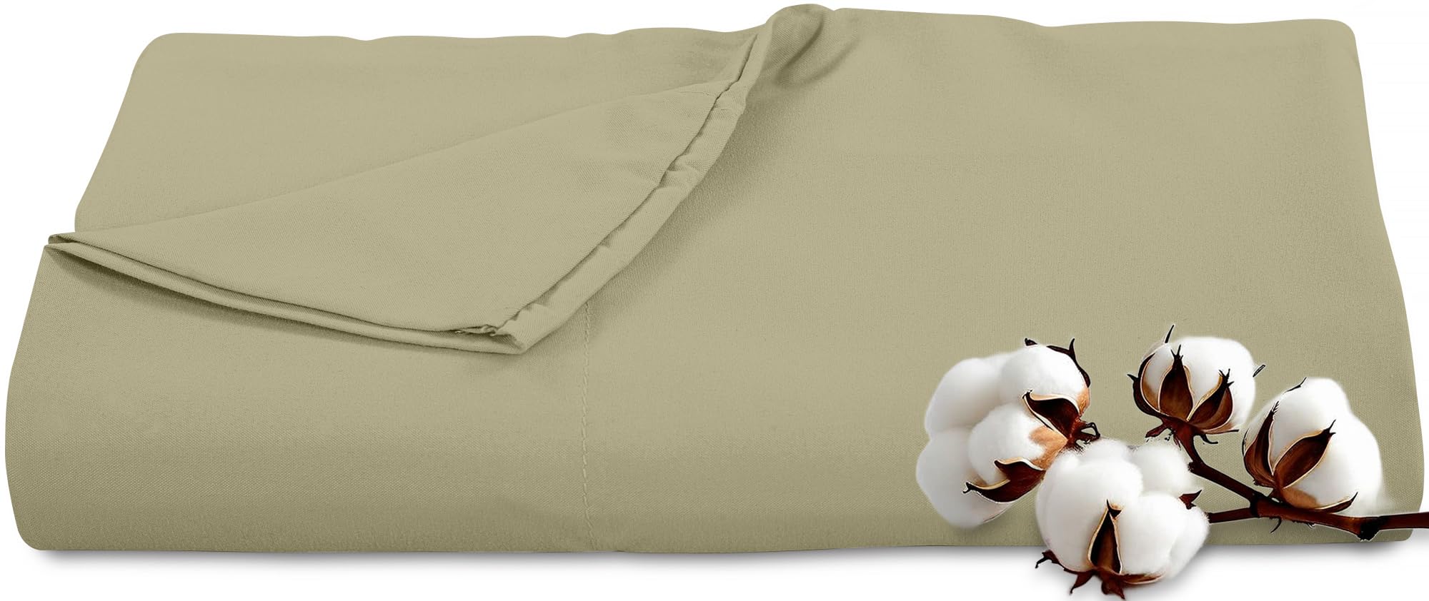 ROYALE LINENS 300 Thread Count 100% Long Staple Combed Cotton Flat Sheet - Super Soft - Top Sheet - Twin Flat Sheet Sold Separately - Breathable,Cool & Crisp (Twin, Sage Green)